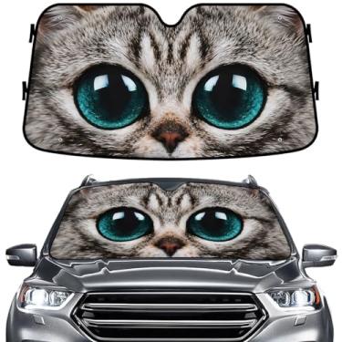 Imagem de GENANY Para-brisas Eyes Cat Para-brisas para Carro SUV Caminhão (139 x 76 cm), Viseira de Janela Frontal para Janelas, Blocos de Proteção UV