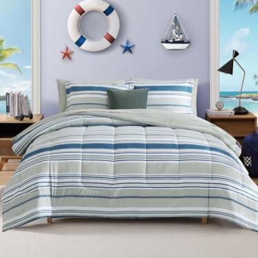 Imagem de AMBERSPACE Conjunto de edredom solteiro com textura xadrez, 5 peças, leve, para todas as estações, azul royal