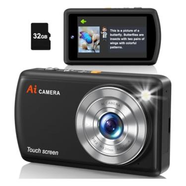 Imagem de Câmera Digital Infantil com AI - Reconhecimento de Objetos e Lente Dupla - Tela Touch de 3,6" e Flash - Presente para Crianças e Adolescentes