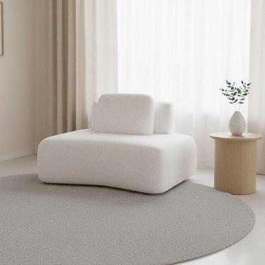 Imagem de Sofá Módulo Canto 175cm Orgânico Sala Berlim Bouclê Off White K01 - D`rossi