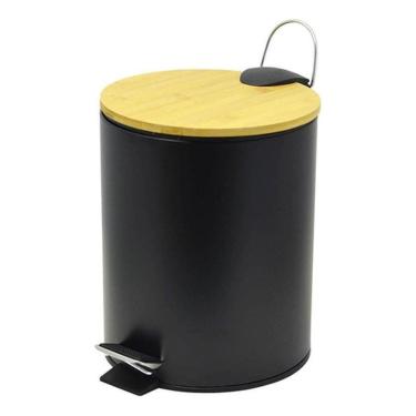 Imagem de Lixeira Tampa de Bambu Preto - 3 Litros - Wincy