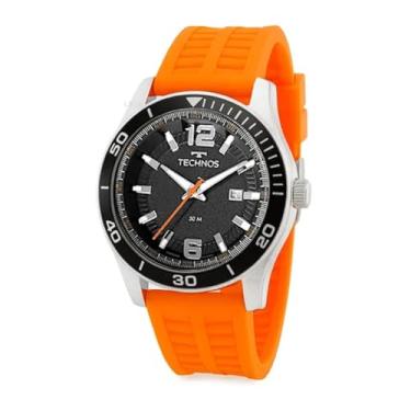 Imagem de Relógio Masculino Analógico De Pulso Quartz Esportivo Casual Caixa Em Aço Inoxidável E Pulseira De Silicone Laranja A Prova D'água Em 50 Metros Original