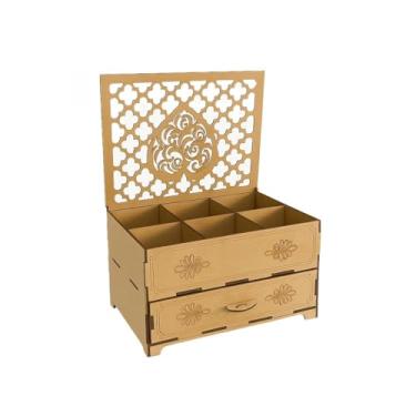 Imagem de Porta Jóias Coração MDF Cru Industrial 6 Divisórias Gaveta 20x15x12 (4)