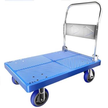 Imagem de Carrinho 4 Rodas Plataforma de Carga Dobrável 300Kgs Reforçado (Azul)