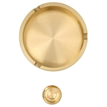 Imagem de Cinzeiro de cobre para cigarro, design redondo à prova de ferrugem, com artesanato refinado, para escritório em casa, bar, café, hotel, restaurante