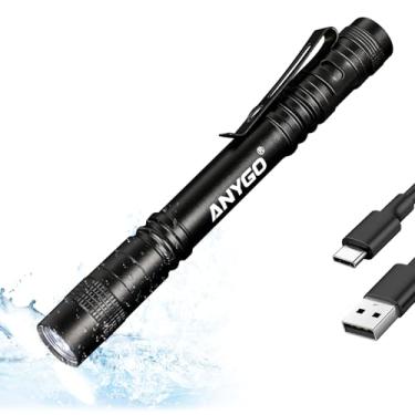 Imagem de ANYGO Lanterna de caneta recarregável, lanterna de bolso pequena de 800 lúmens com clipe, IP65 à prova d'água, mini lanterna tática EDC LED para inspeção, trabalho, reparo