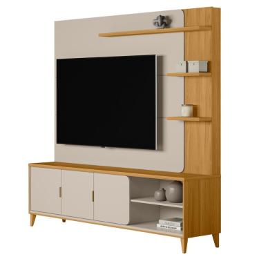 Imagem de Estante Painel Para TV 70 Pol Pés Retrô 200cm Homero L05 Tauari Off White Fosco - Lyam Decor