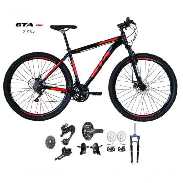 Imagem de Bicicleta Aro 29 Gta Start Kit 2x9 Gta Sunrun Freio Disco K7 11/36 Pedivela 24/38d Garfo Trava - Preto/vermelho Tam.19