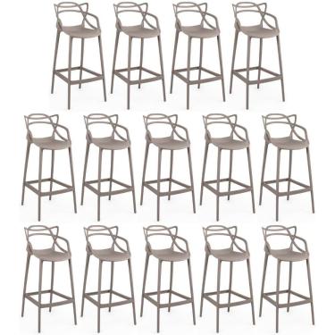 Imagem de Kit 14 Banquetas Allegra Com Encosto Design Cozinha/bancada - Fendi