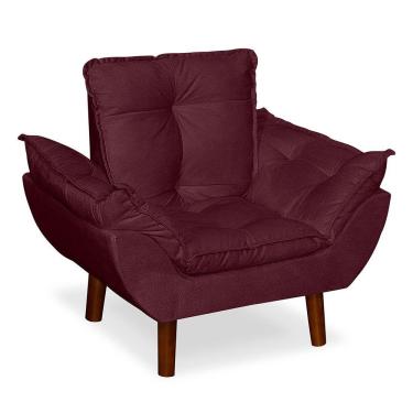 Imagem de Mini Poltrona Cadeira Infantil De Criança Suede Bordo Pés Palito