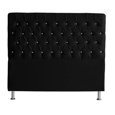 Imagem de Cabeceira De Cama Box Paris Casal 140 Cm Botão Strass Suede Preto Do Lar Móveis