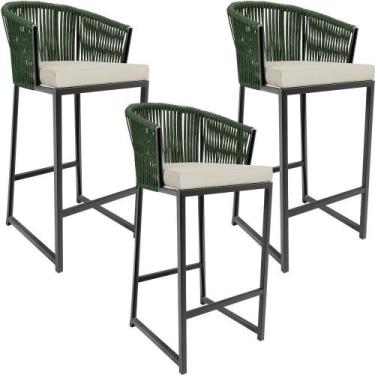 Imagem de Kit 03 Banqueta Para Área Gourmet Cozinha Varanda D04 Verde - LYAM DEC
