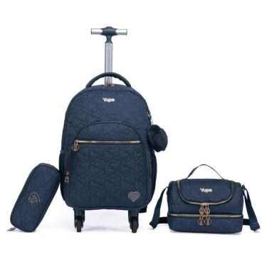 Imagem de Mochila Juvenil de Rodinhas Espaçosa Resistente Faculdade Escolar 33 Litros-Feminino