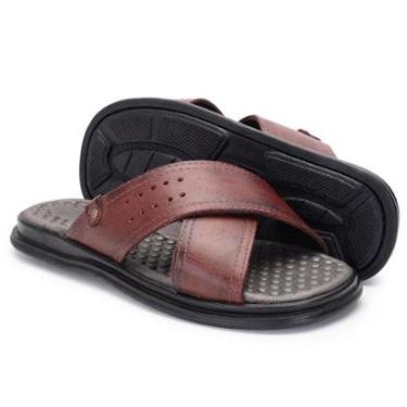 Imagem de Chinelo Masculino Antistress de Couro Sola de Borracha Leve 37 ao 46-Masculino