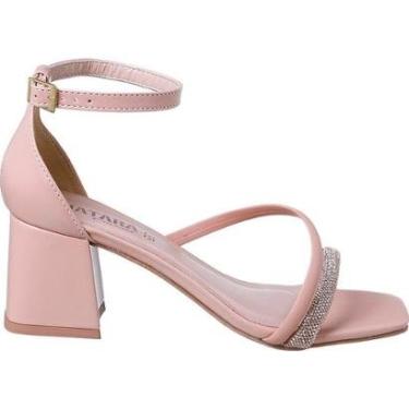 Imagem de Sandália Feminina Calcanhar Fechado Tiras Stras Confortável-Feminino