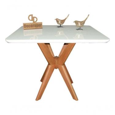 Imagem de Mesa Jantar Pandora Tampo Retangular Laca Com Vidro 100x70cm Branco