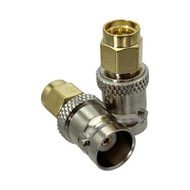 Imagem de Adaptador RF BNC Para SMA Macho/Fêmea 50 Ohms Com Flange Central E Ter