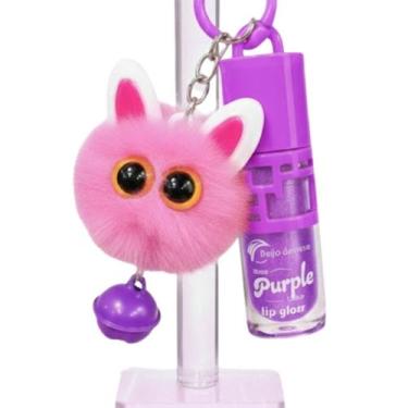 Imagem de Lip Gloss Pompom Brilho Labial Com Chaveiro - - EA ACESSÓRIOS, Roxo