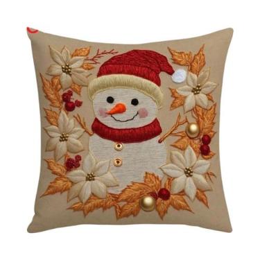 Imagem de Capa De Almofada De Natal Com Papai Noel E Rena Para Decoração De Cama