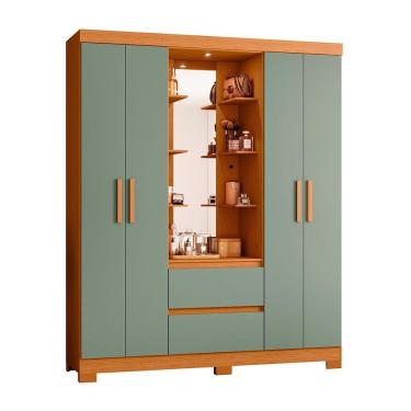 Imagem de Guarda Roupa 4 Portas 2 Gavetas Quarto Olimpia Cinamomo Com Salvia - Albatroz