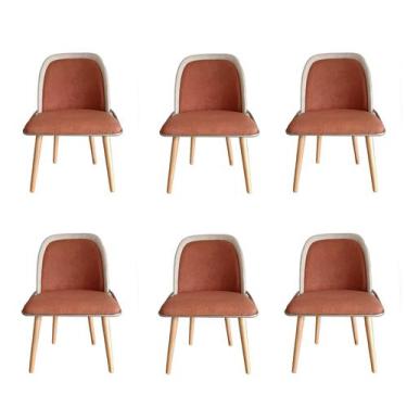 Imagem de Kit 6 Cadeiras Vianney Sala Mesa Jantar Moderna Base Ferro Tecido Bouc