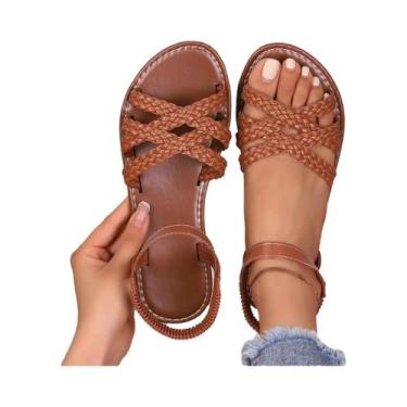 Imagem de Sandálias Planas De Verão Femininas Com Solas De Borracha Antiderrapan