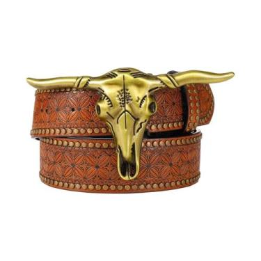 Imagem de Cinto Masculino De Couro Estilo Western Jeans Design De Nicho De Alta 