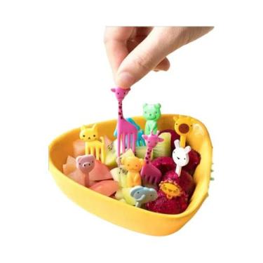 Imagem de Garfo De Frutas Infantil Mini Desenho Animado Animais Da Fazenda 10 Pe