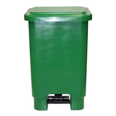 Imagem de Lixeira 50 Litros Cesto Plástico Com Pedal e Aro Trava Saco - Lar Plás