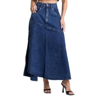 Imagem de Saia Jeans Sawary Midi - 282251 - Azul médio 36-Feminino