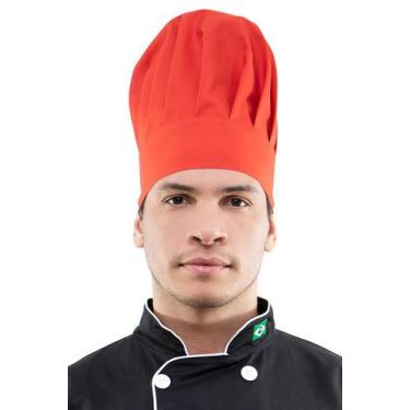Imagem de Chapéu de cozinheiro(a) com elástico - Demorgan Uniformes, Vermelho, U