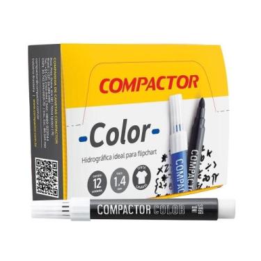 Imagem de Marcador Color Avulso Preto Compactor - Embalagem com 12 Unidades