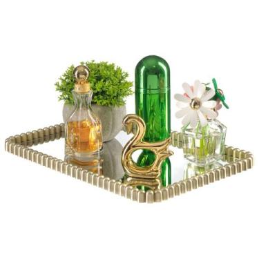 Imagem de Bandeja Espelhada Decorativa Suporte Banheiro Lavabo Maquiagem Perfume