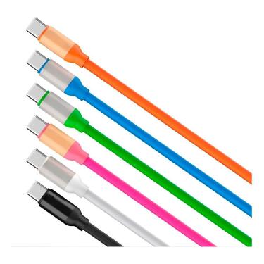 Imagem de Cabo Carregador Usb C Colorido Silicone Telefone Carregamento Azul