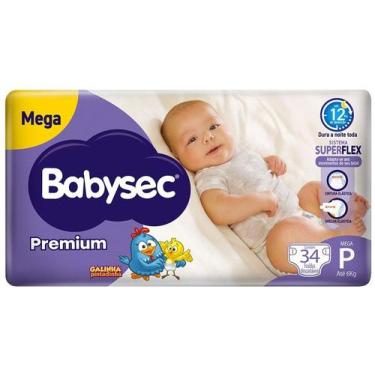 Imagem de Fralda Babysec Premium Tamanho P com 34 Fraldas Descartáveis, P, 34