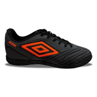 Imagem de Chuteira Tênis Futsal Umbro Attak III Original Preto Laranja-Unissex