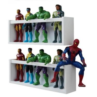 Imagem de Kit 2 Nichos De Parede Para Bonecos Marvel Prateleira Barbie Pelúcia 5