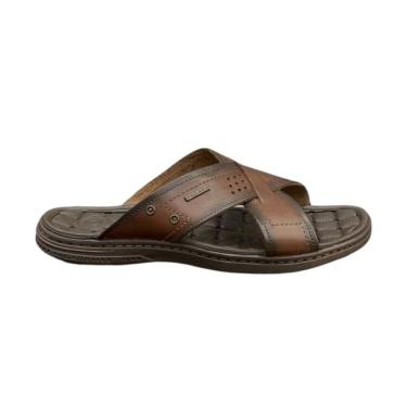 Imagem de Chinelo Masculino Pegada Em Couro Tiras Cruzadas 131222