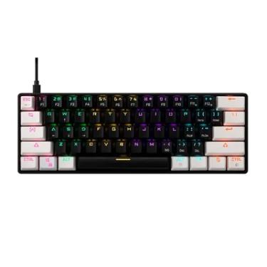 Imagem de Teclado Com Fio Mecânico Gamer Gamdias Aura GK2, RGB, Switch Brown, ABNT2, Layout 60%, Preto e Branco