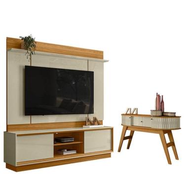 Imagem de Estante Home Theater Siena Sem Pés Com Aparador Estoril Cumaru Opala - Madetec