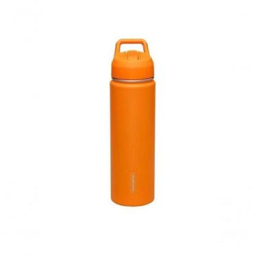 Imagem de Garrafa Térmica Tramontina Aço Revestido Laranja Com Canudo 650ml