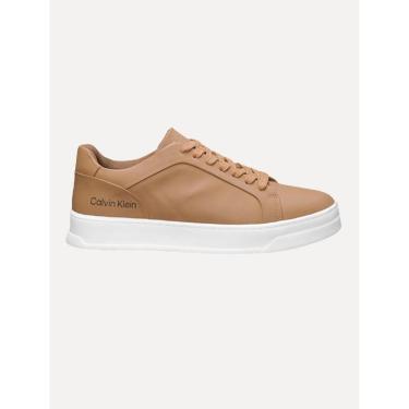 Imagem de Tênis Calvin Klein Masculino Couro Casual Confort Logo Marrom-Masculino