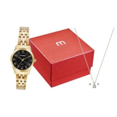 Imagem de Kit Relógio Feminino Mondaine Clássico Dourado 50m 32796LPMKDE2K1
