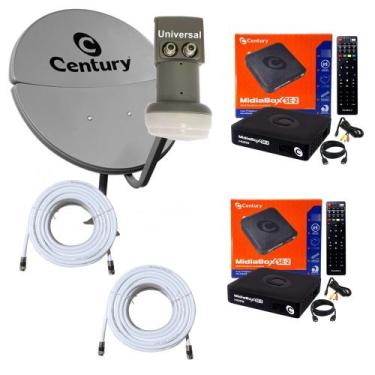 Imagem de Nova Antena Parabólica ku com 2 Receptores Century Midiabox