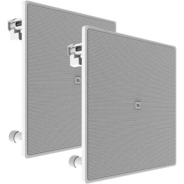 Imagem de Par Caixa Arandela JBL 6CO3Q 280w Quadrada Branca Embutir Som Ambiente