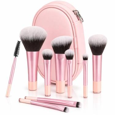 Imagem de Kit Mini Pincéis de Maquiagem 10 Peças Travel Size com Nécessaire - Cerdas Macias para...