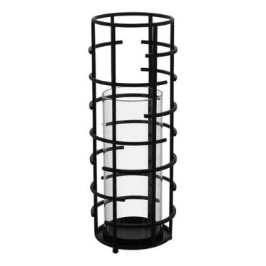 Imagem de CASTIÇAL METAL 46x16x16cm PRETO PORTA VELA DECORATIVO - NH, Material: 