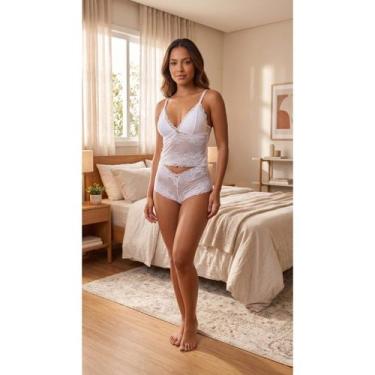 Imagem de Conjunto Lingerie de Renda Top Cropped Sexy Espera Marido Feminino Cal