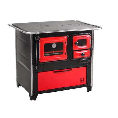 Imagem de Fogão a Lenha 4 Bocas Hidro Prime Box N 2 com Forno 40L Chapa Ferro Fundido Lado Esquerdo Vermelho
