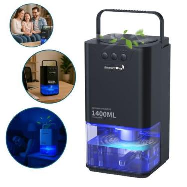Imagem de Desumidificador Antimofo Secar Ar Elétrico 1400ml Led Lâmpada Ambiente